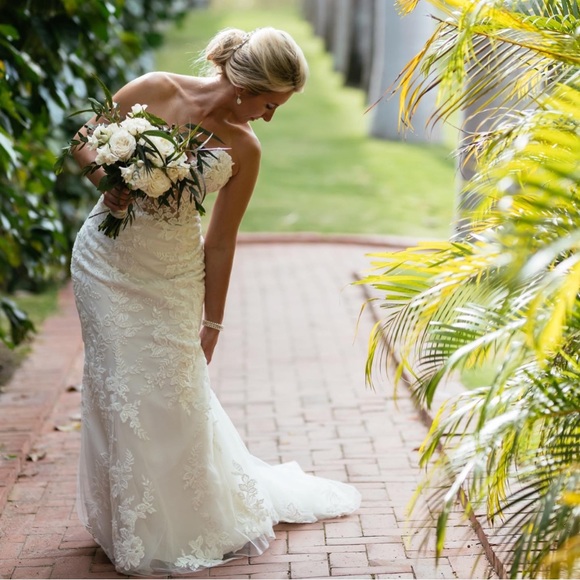 Lilian west wedding gown worn once. Altered bust and length for 5’3” height. - Picture 3 of 7